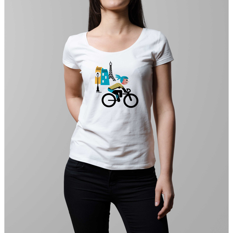 T-shirt femme Parisienne à vélo