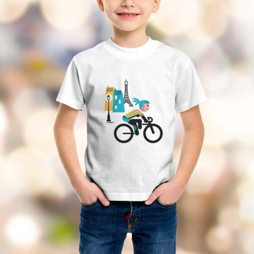 T-shirt enfant Parisienne à vélo